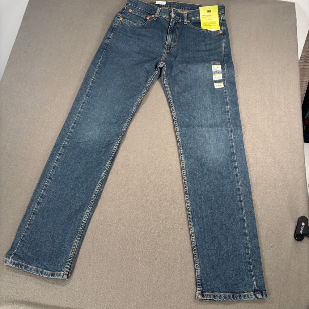 Levis 505 Regular Fit Jeans Mens Size 31x32 Blue Stretch Straight Leg 00505-2522